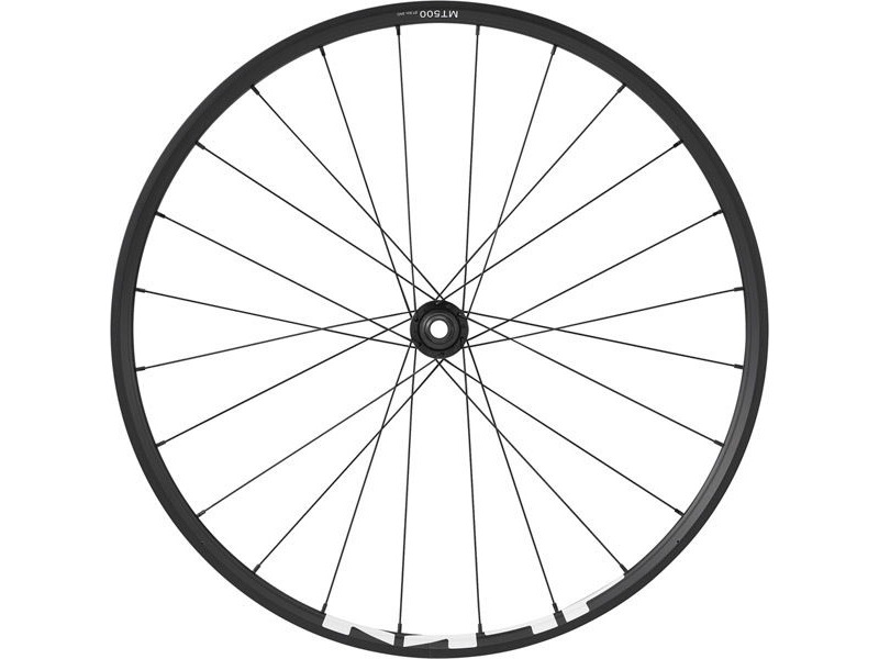 SHIMANO WH-MT500 MTB wheel, 27.5 in (650b), 15 x 110mm boost thru-axle, front, black click to zoom image
