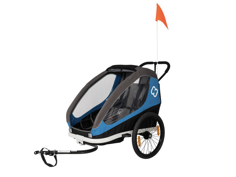 HAMAX Traveller Twin Child Trailer: Blue/Grey Twin click to zoom image