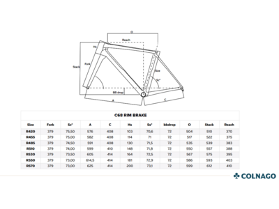 COLNAGO C68 Rim Brake 57cm (61) HTSL Black Silver Frame Set click to zoom image