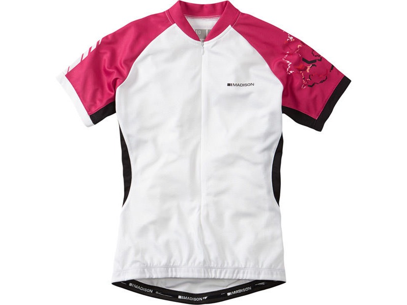 MADISON Keirin women's short sleeve jersey, white / very berry click to zoom image