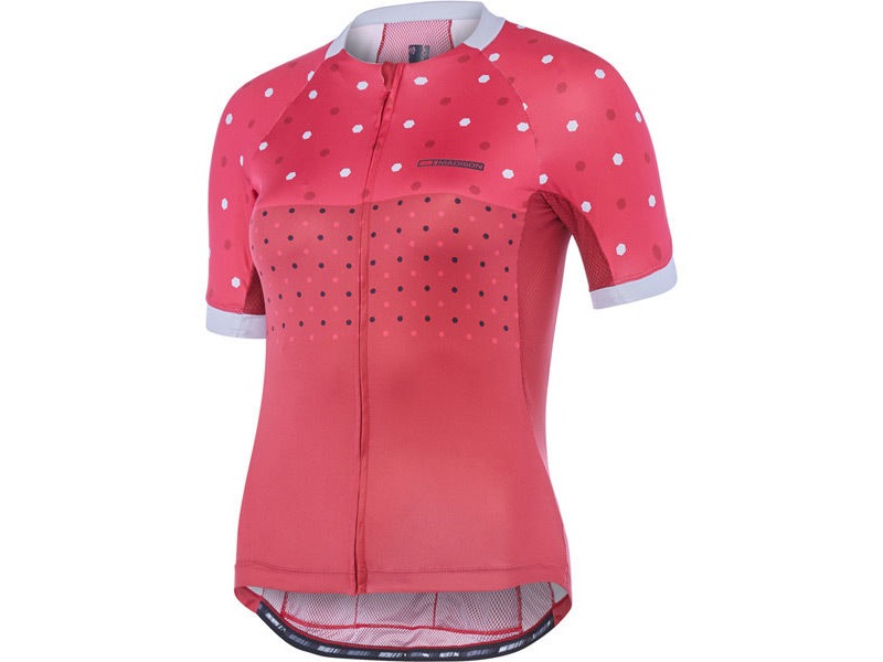 MADISON Sportive Apex women's short sleeve jersey, raspberry/rio red hex dots click to zoom image