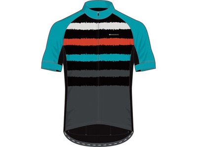 MADISON Sportive youth short sleeve jersey, torn stripes blue curaco/chilli red