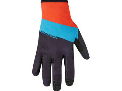 MADISON Alpine men's gloves, stripe black / chilli red / blue curaco
