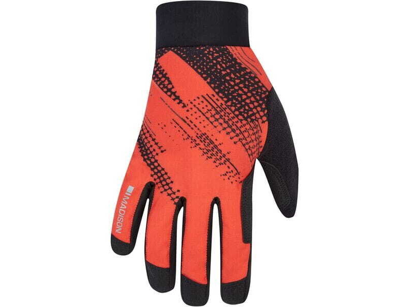 MADISON Flux Waterproof Trail Gloves, magma red perforated bolts click to zoom image