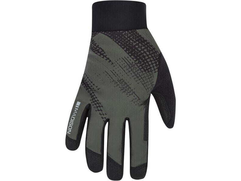 MADISON Flux Waterproof Trail Gloves, midnight green perforated bolts click to zoom image